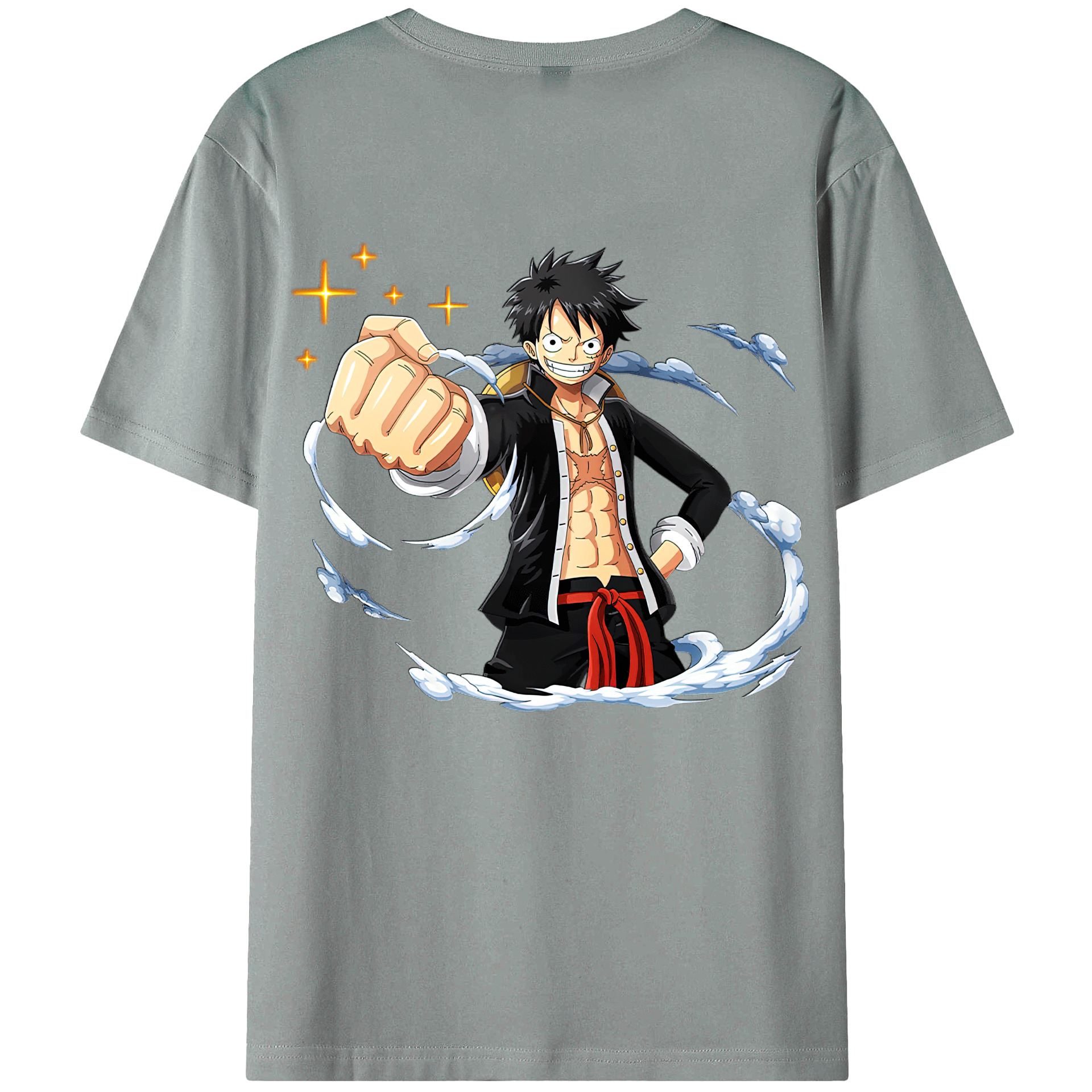 ワンピース モンキー・D・ルフィ ONE PIECE Monkey D. Luffy 綿100％ メンズ半袖Tシャツ（バックプリント） 通気性